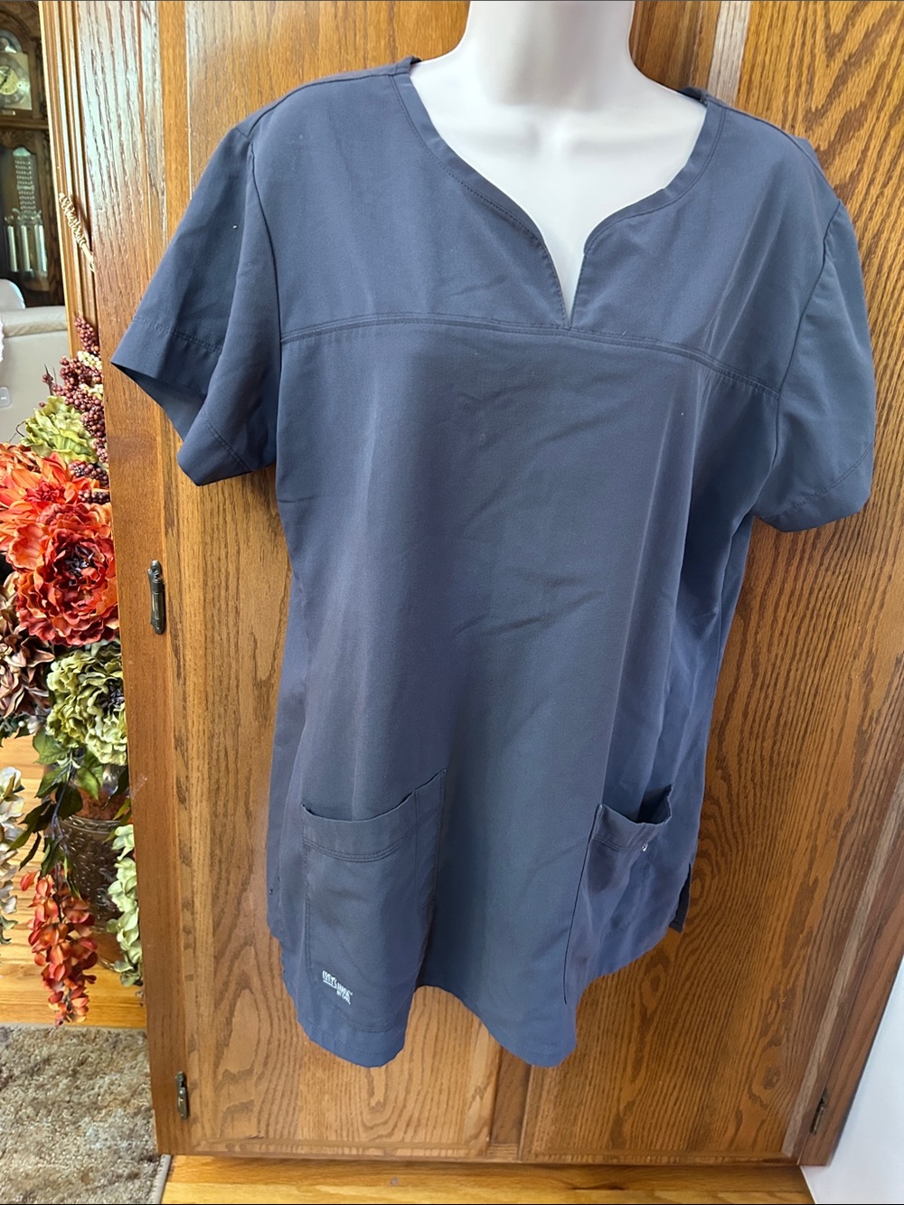 Grey's Anatomy Slate Blue V-Notch Utility Scrub Top